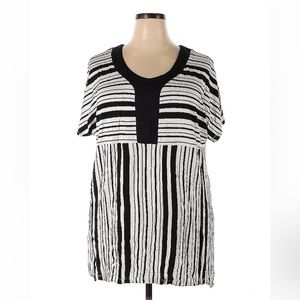 NWOT Jessica London 18/20 Black & White Striped Blouse Short Sleeve